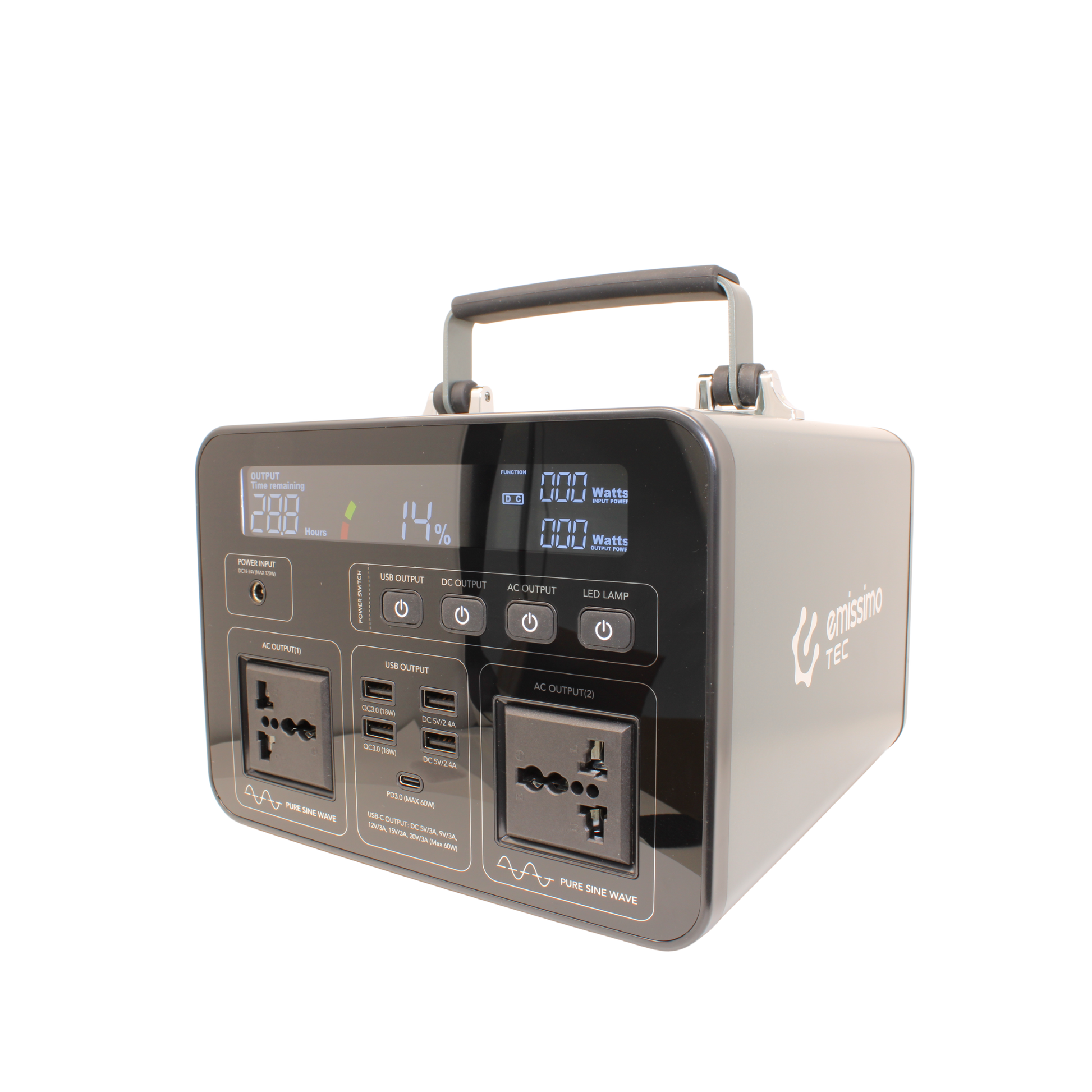 Emissimo Tec Powerstation für den Notfall: Steckdose 500Wh - 220Vac + 5 Ausgänge
