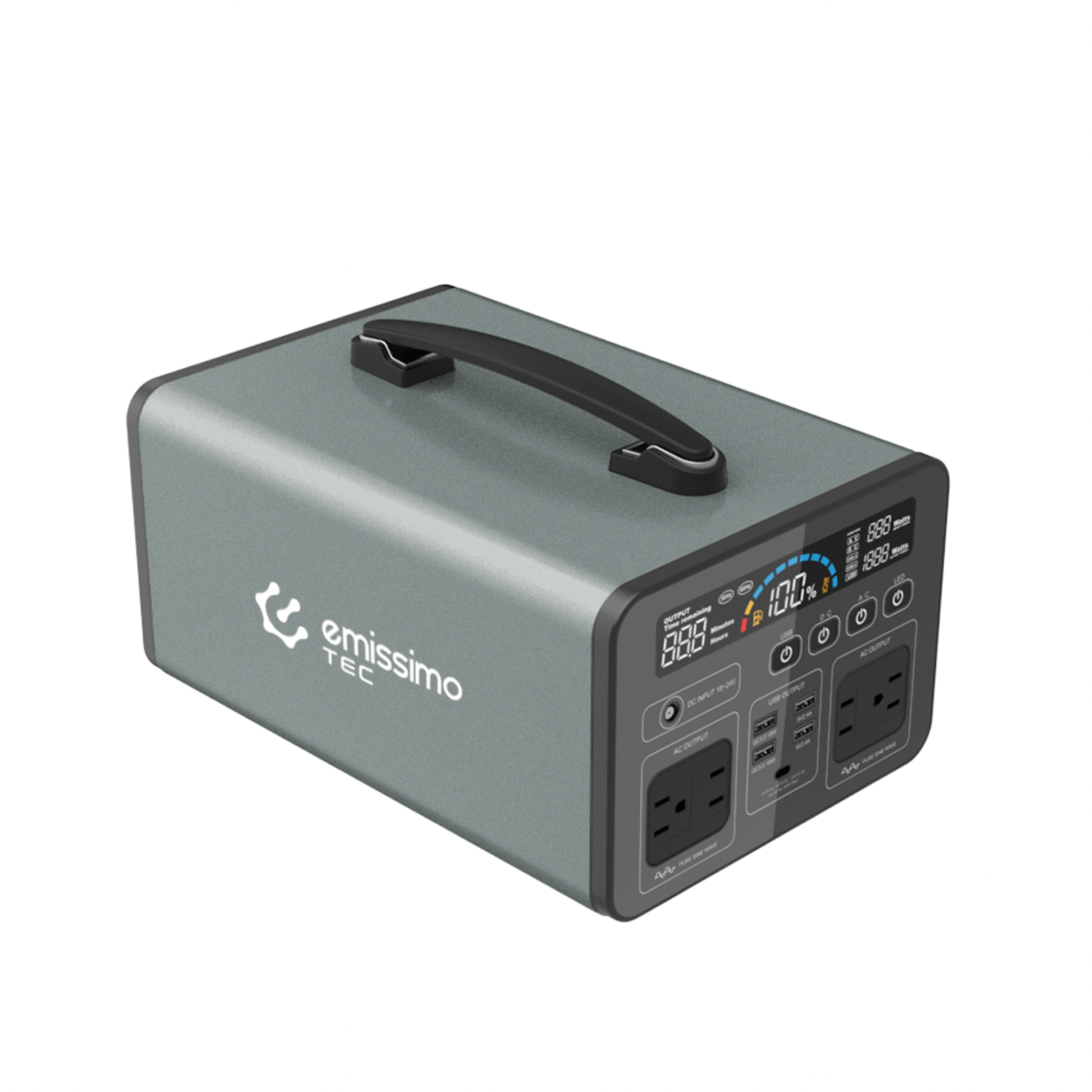 Emissimo Tec Powerstation für den Notfall: Steckdose 1000W - 220Vac + 5 Ausgänge