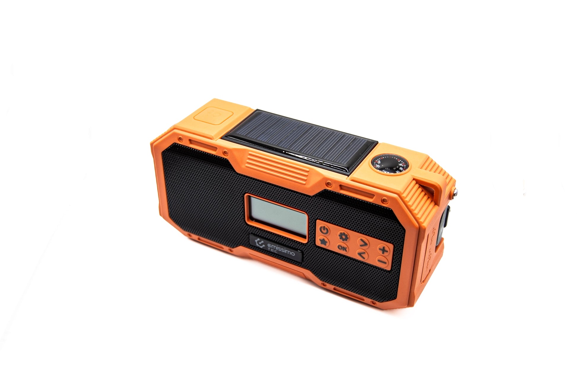 Emissimo Tec Naranya DAB+ Notfallradio Kurbelradio Solarradio Powerbank Taschenlampe USB-C Orange