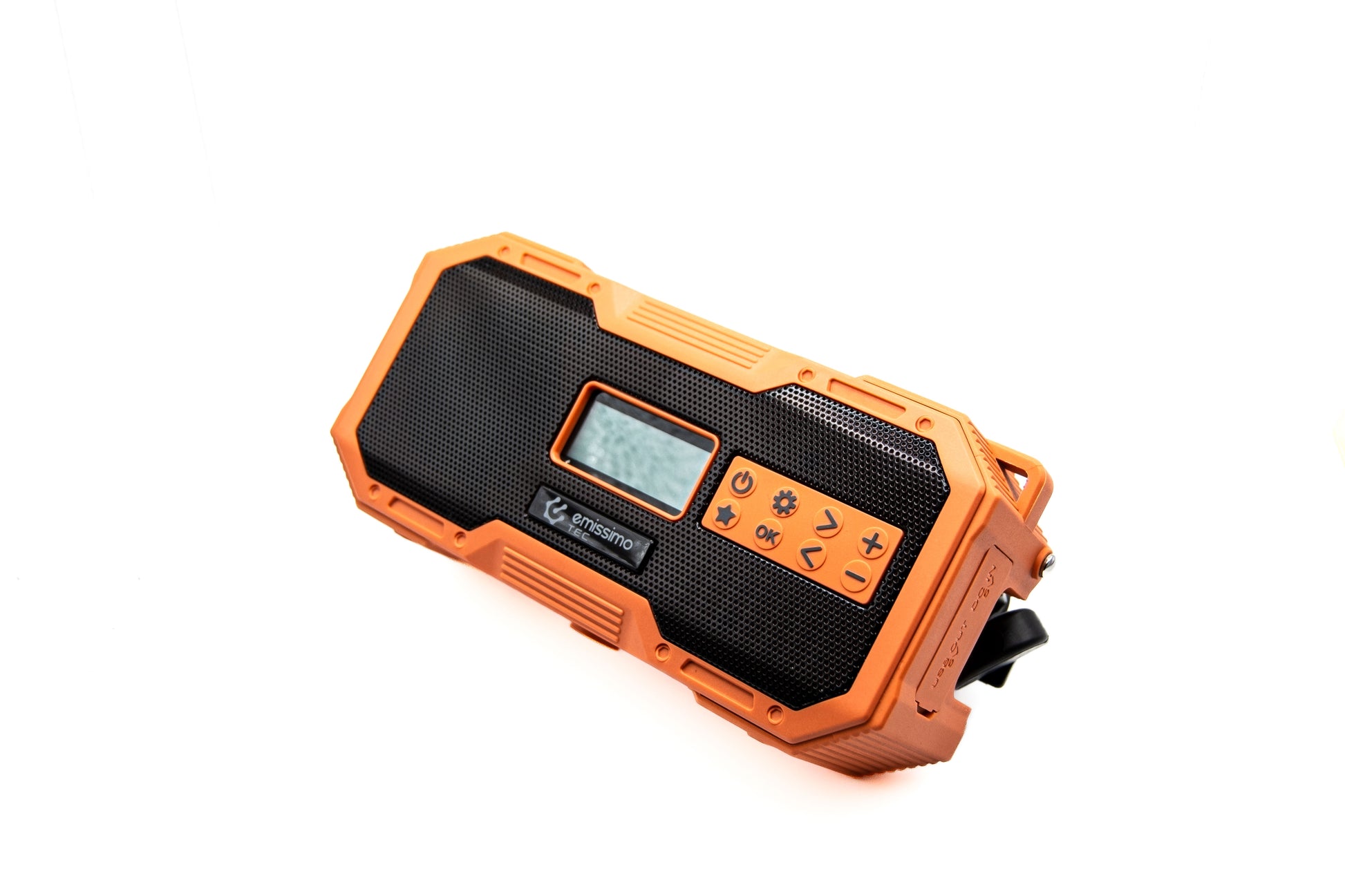 Emissimo Tec Naranya DAB+ Notfallradio Kurbelradio Solarradio Powerbank Taschenlampe USB-C Orange