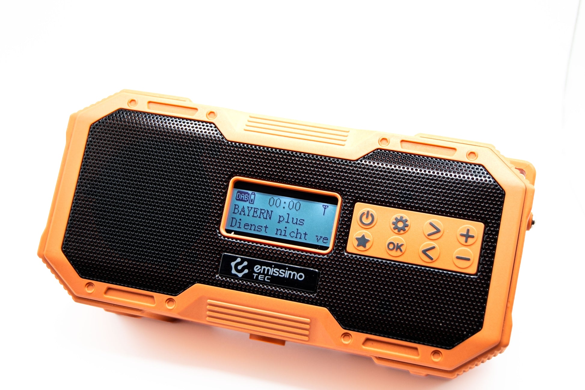 Emissimo Tec Naranya DAB+ Notfallradio Kurbelradio Solarradio Powerbank Taschenlampe USB-C Orange