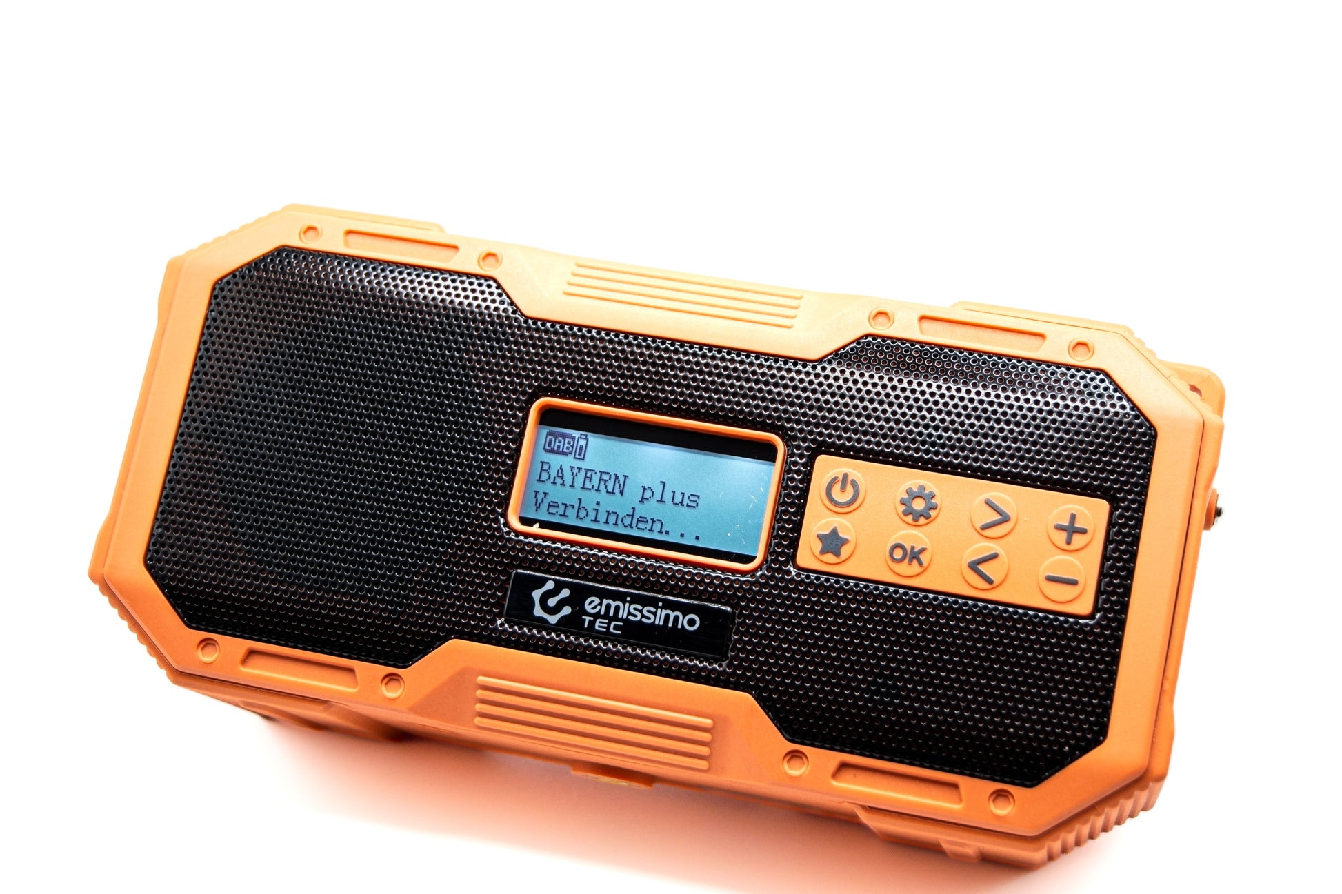 Emissimo Tec Naranya DAB+ Notfallradio Kurbelradio Solarradio Powerbank Taschenlampe USB-C Orange
