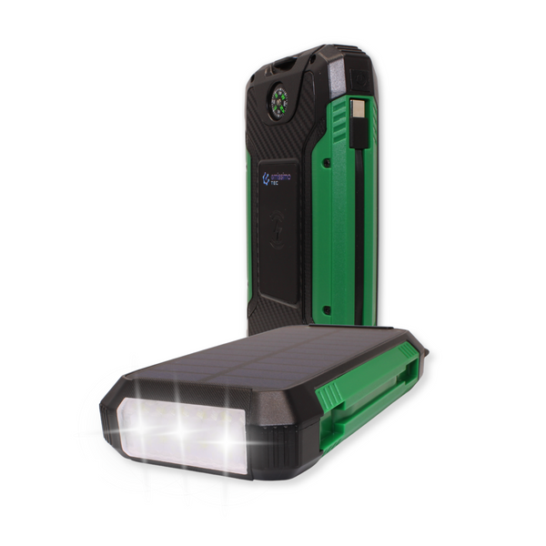 Emissimo Tec Alex Solar Powerbank kompakt Outdoor-Taschenlampe Wireless-Ladegerät 30.000mah Grün