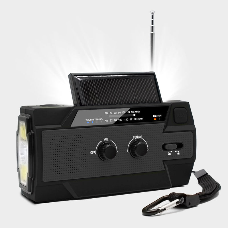 emissimo Tec Solarradio -AleX Notfallradio Akku Kurbelradio mit USB-Ladeanschluss Powerbank