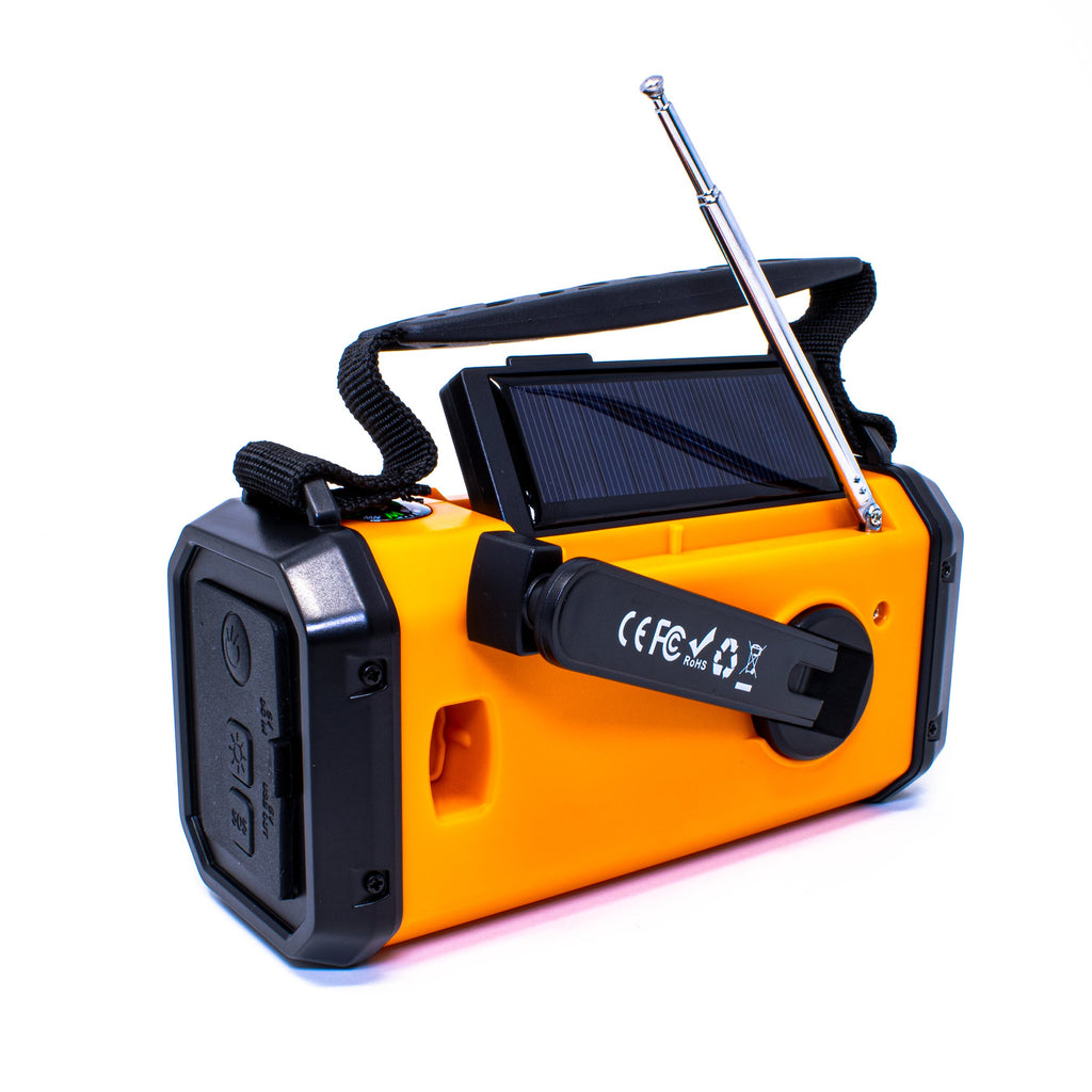 emissimo Tec Notfallradio ONE+ Kurbellradio 10000mah Notfall 5-in-1: Radio,Taschen- und Leselampe,Kompass und Powerbank,Handkurbel,Solarpanel & Strom