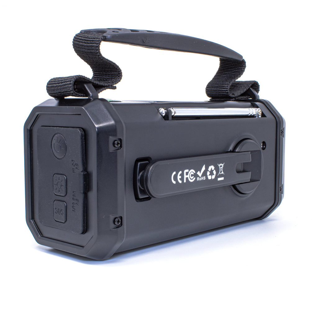 emissimo Tec Notfallradio ONE+ Kurbellradio 10000mah Notfall 5-in-1: Radio,Taschen- und Leselampe,Kompass und Powerbank,Handkurbel,Solarpanel & Strom