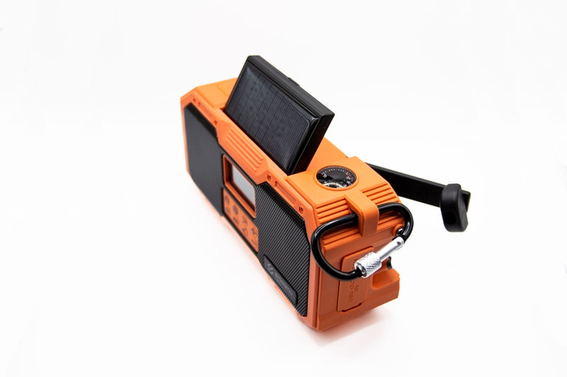 Emissimo Tec ACE DAB/DAB+ Notfallradio Kurbelradio Solarradio Powerbank Taschenlampe USB-C Orange